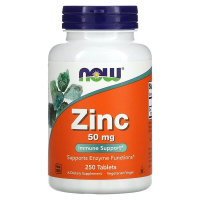 NOW Foods, Zinc, 50 mg, 250 Tablets - Front NOW Foods, Zinc, 50 mg, 250 Tablets - Front